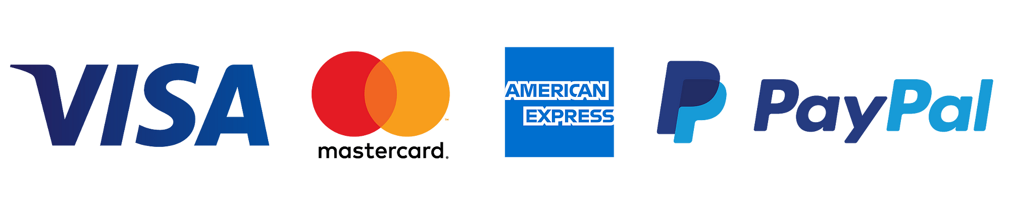 Visa, MasterCard Amex, PayPal